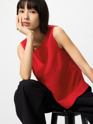 Льняная блуза без рукавов Uniqlo Linen Blend Blouse Sleeveless
