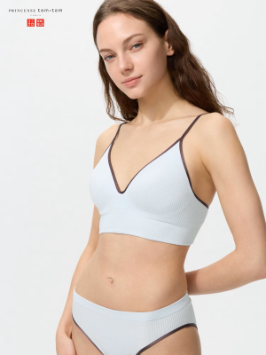Бесшовный бюстгальтер с глубоким V-вырезом Uniqlo Wireless Bra Plunge Neck