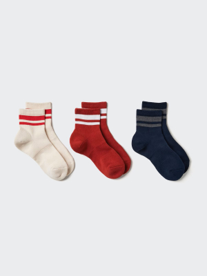 Женские укороченные носки в полоску Uniqlo Socks 3-Pair Pack Pile Line
