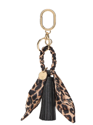 Подвеска-брелок с шелковым галстуком и кисточкой Леопард Victoria’s Secret Silk Tie Tassel Bag Charm Keychain Leopard