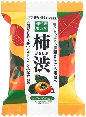 Освежающее мыло с танинами хурмы и экстрактом зеленого чая против запаха старения Pelican Family Soap Persimmon Juice