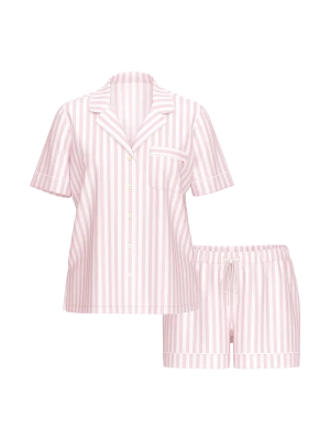 Полосатый пижамный комплект из модала с короткими шортами Victoria’s Secret Modal Soft Short Pajama Set Pretty Blossom Stripe