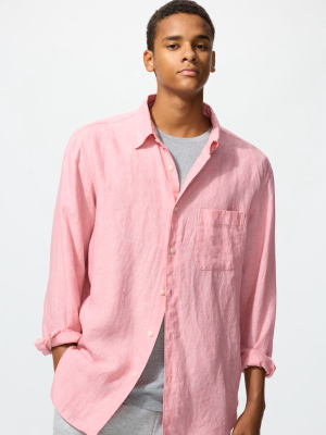 Мужская рубашка из премиального льна Uniqlo Premium Linen Shirt