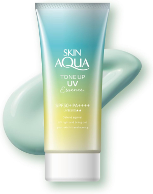 Солнцезащитная эссенция с функцией цветокоррекции кожи ROHTO Skin Aqua Tone Up UV Essence SPF 50+ PA++++