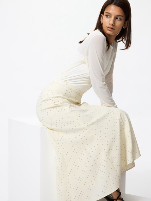 Юбка-макси с силуэтом русалки и гороховым принтом Uniqlo Mermaid Maxi Skirt Shorter Length