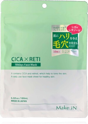 Маска с центеллой и ретинолом для обновления кожи и сужения пор Make.iN CICA × Retinol 10days Face Mask