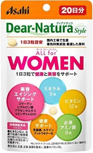 Витаминно-минеральный комплекс для женщин с коллагеном и плацентой Asahi Dear-Natura Style ALL For WOMEN