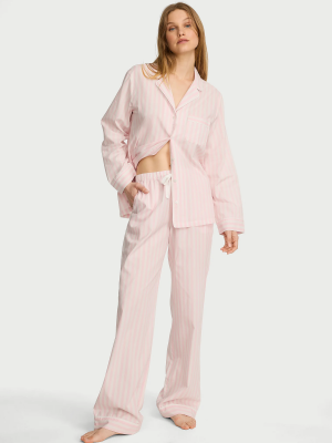 Комплект длинной пижамы из хлопка Victoria’s Secret Heritage Cotton Long Pajama Set Pretty Blossom Shadow Stripe