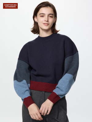 Джемпер женский шерстяной в полоску Uniqlo Lambswool Colorblock Sweater