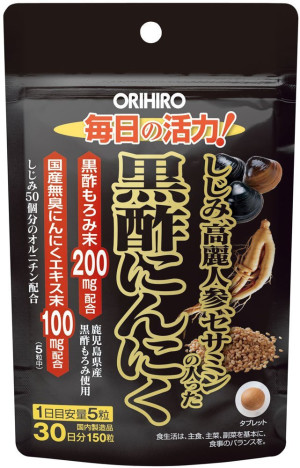 Натуральный комплекс для укрепления иммунитета Orihiro Black Vinegar Garlic With Shijimi+Ginseng+Sesamin